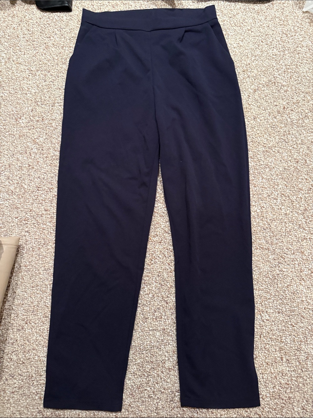 SHEIN Navy High-Waist Straight-Leg Pants